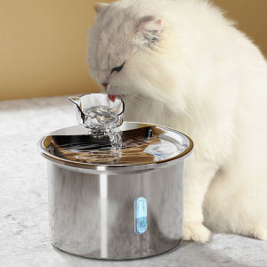 2L Automatic Pet Water Fountain Stainless Steel Cat Water Dispenser with Filter For Cat Dog Smart Drinking Fountain Water Bowl With Ultra-Quiet Pump And Water Level Window
