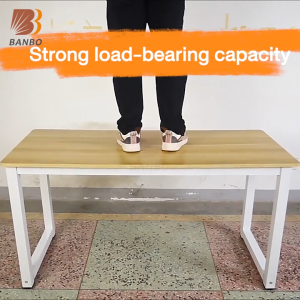 Elegant Adjustable Height Wood Desk 140CM for Home Office Modern Conference Table with Thickened Metal Legs and Anti-Slip Feet