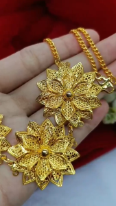 Kalung Hijab Titanium liontin Bunga Terbaru Dubai Xuping Perhiasan lapis Emas 24k Wanita Motif Aksesoris Necklace