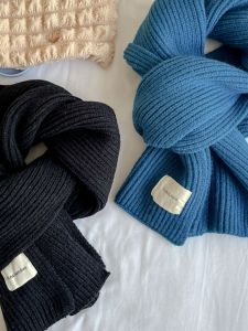 K-style White Knitting Scarf Female Winter Christmas Red Warm Easiest for Match Solid Color Woolen Scarf 2024 New Arrival Thickened