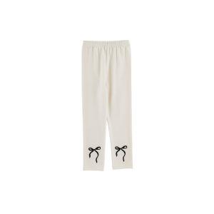 Soft Cotton Blend Butterfly Knot Printed Trousers for Girls Casual Comfortable Spring Autumn Pants YOEHYAUL Childrens Clothing