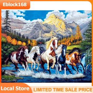 Full Embroidery 11CT Cross Stitch Stamped Horse Pattern DIY Decor Crafts(50*40cm)