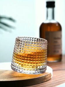 Whiskey Glass Rotating Glass Creative Design Curve Bottom Shaped Crystal Glass Beer Glass