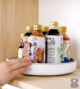 Kệ đựng gia vị nhà bếp Ecoco cao cấp thiết kế thông minhcó thể xoay 360 độ chống trượt chống dầu tiện lợi cho nhà bếp