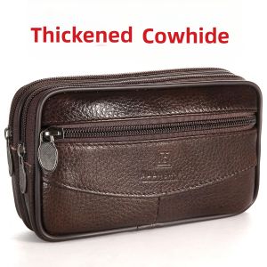 MENGMIAN | Mens Vertical Leather Phone Waist Bag