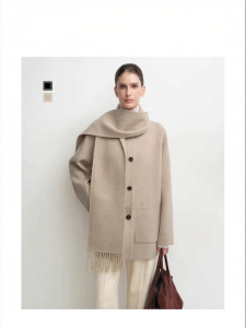 Removable Tassel Cashmere Wool Silk Mix Coat