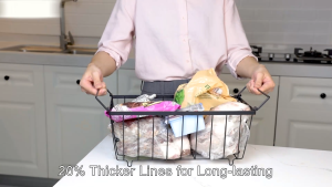 LivinEase 2-4Pack Freezer Storage Basket Stackable Storage Organizer For Kitchen Pantry Bathroom Space Saving Design with Handles