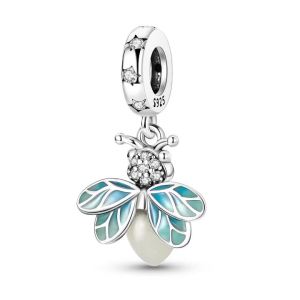 Bộ Trang Sức Charm Đom Đóm Bạc 925 - Combo Bông Tai Nhẫn Dây Chuyền Phát Sáng Dành Cho Nữ Phù Hợp Với Đá Zircon Tự Làm