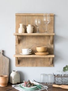 Aying Wall Mounted Shelves Vintage Coffee Cup Kitchen Partition Wooden Storage Rack American Country Style Artistic Design