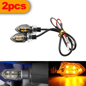 Universal 2pcs 6 LEDs Motorcycle Indicators Mini LED Turn Signal Light Flasher Amber Lamp Blinker For Yamaha Kawasaki Cafe Racer