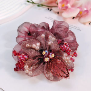 New Organza Flower Accessories Coletero Grande Para Cabello   Scrunchies  Резинки Для Волос  Crystal Hair Rope for Womens