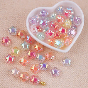 10pcs 14mm Transparent AB Random Color Star Beads Acrylic Have Hole Loose Beads DIY Handcrafted Bracelets Necklaces Decor B0155