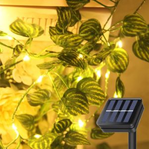 Dây Đèn LED Năng Lượng Mặt Trời Hình Lá Cây Nhân Tạo Trang Trí Ngoài Trời Hàng Rào Vườn Đèn Dây Trang Trí Cho Đám Cưới Mùa Hè Lễ Hội