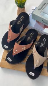 sandal wedges wanita jepit terbaru tinggi 5cm kekinian 2024