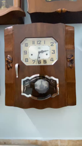 #.Đồng hồ treo tường gỗ quả lắc cơ ODO 54/10/6#. 2 bản Sonodo et Wes. Đồng hồ côn cổ