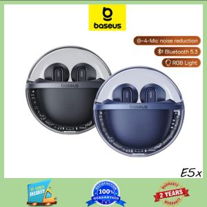 Baseus Bowie หูฟังไร้สาย E5xชุดหูฟังบลูทูธ5.3 4ไมโครโฟนลดเสียงรบกวนเวลาเล่น25ชั่วโมงไฟ RGBเวลาแฝงต่ำ60Ms