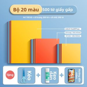 deli | Bộ Kit Gấp Giấy DIY Hình Vuông Hình Chữ Nhật Có Kéo Màu