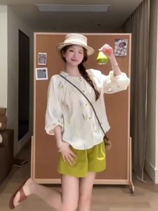 Quần Lửng Rộng Thẳng Màu Vàng Xanh