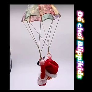 Đồ chơi Giáng sinh / Ông Già Noel nhảy dù Đèn Led nhạc Noel vui nhộn (TẶNG PIN)