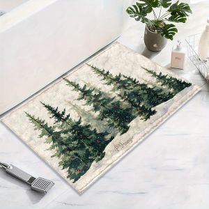 VIKAMA Christmas Tree Decorative Carpet Bathroom Non-Slip Absorbency Foot Mat Bedroom Soft And Comfortable Mat Home Decoration