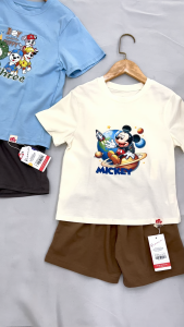 Bộ Cotton Bé Trai Riomio Vải 100% Cotton 4 Chiều Outfit Basic Bảng Màu Lạ In Hình BABY THREE Size 3/4–7/8 (15–27kg) RBT1182