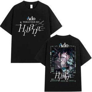 Spring/summer Japanese Ado Hibana WORLD TOUR New T-Shirts Men Women Clothing Gothic Fashion Short Sleeve Pure Cotton Printed Top