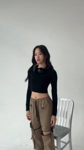 KAYSER Abigail Atasan Wanita Lengan Panjang Size S-L Spandex Sutera Womens Top Crop Long Sleeve 459G