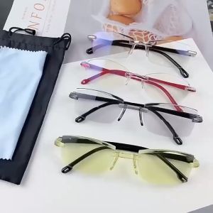 Frameless Bifocal Reading Glasses Anti-blue Light Eyewear Frameless Edge Eyeglasses Far and Near Dual- Use