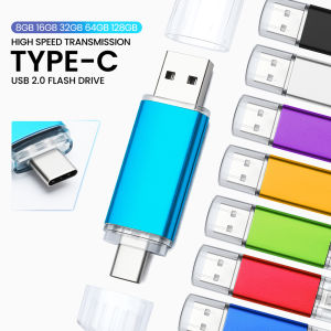 Jaster | Silver Metal Clip USB and TYPE-C 2 IN 1 Pen Drives 32GB Flash Drive 64G 128GB Color U Disk Gifts Key Chain 4GB 8GB Memory Stick
