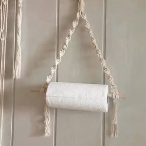 Macrame Paper Towel Holder Macrame Wall Hanging Kitchen Bathroom Boho Home Decor Toilet Paper Storage Bathroom Accessories Gift