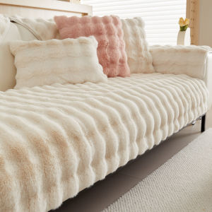 Thickened Rabbit Fur Sofa Cushion Non-Slip Plush Winter New Style Modern Simple Home Fabric Sofa Cover Cloth Pad