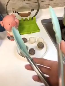 Penjepit Makanan Silicone Stainless /Capitan Salad Buah Gorengan Kue Roti Makanan/Capit Masak Goreng