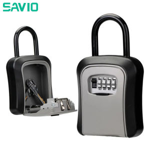 SAVIO Key Lock Box 4 Digit Combination Wall Mount Key Storage Box 4.65 Inch Key Cabinet Key Safe Box for Spare House Keys best for Home Office Garage School Gym