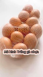 Túi lưới 12 mô hình QUẢ TRỨNG GÀ bằng nhựa đồ chơi như thật SIZE 4x3 cm Toy an toàn cho bé