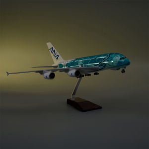 45cm ANA Green Turtle A380 Diecast Resin Airplane Model Kit With Landing Gear Wheel For Display Collection or Aviation Gift