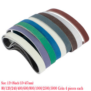45PCS 1/2×18in Sanding Belt Set 80-5000 Grit Abrasive Belt for Belt Sander Abrasive Tool for Metal Wood Fiberglass Rubber