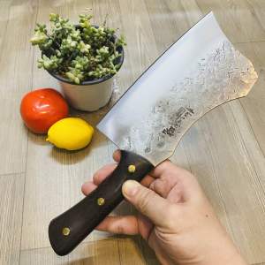 Dao chặt gà vịt lưng cong nhật Akatenki dài 30cm dày 4li nặng 500g cực sắc bén cán ốp gỗ rất đầm tay