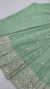 [PRE ORDER - 10 DAYS] Fully Stitched Crunchy Silk Festive Gown Pant Set with Sequence Embroidery and Dupatta - 57
