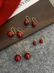 Ankela Red High Heels Pearl Ear Hooks Fashionable Womens Earrings Luxury Sensation Alloy Geometric round Ball Stud Earrings