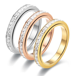 Hot Selling Stainless Steel Rotatable Ring With Small Square Zircon Decompression Design Fashion Jewelry Accessory Wholesale