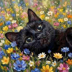 Huacan New Arrivals Diamond Painting Flower Blossom Black Cat Diamond Mosaic Amimal Complete Kit Decorative Paintings
