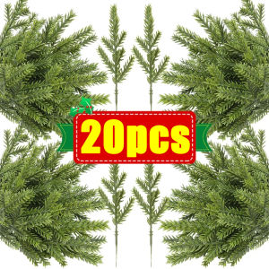 Dizoey 1-20Pcs Artificial Pine Branches Simulation Green Plant DIY Garland Fake Pine Needles Xmas Tree Ornaments New Year Party Decors