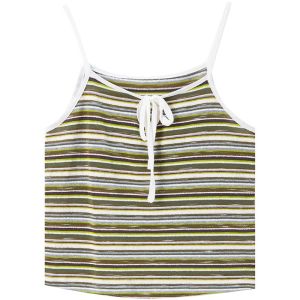 SOLWEIGE | เสื้อกล้ามสายเดี่ยวลายทางสีตัดกัน Solweige สำหรับผู้หญิง ฤดูร้อน 2023 ทรงเข้ารูป เสื้อคลุมกันหนาว เส้นใยโพลีเอสเตอร์ 100%