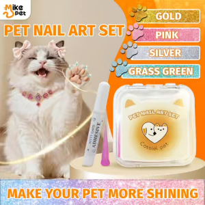 Cassiel Pet Nail Art Set For Anti-Scratch Soft Rubber Claw Caps Glitter Nail Accessor For Cats