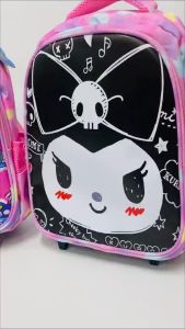 iSchoolDy Kids Cartoon Kuromi Roblox Spiderman Non Removable Mini Trolley School Bag Lunch Bag Set
