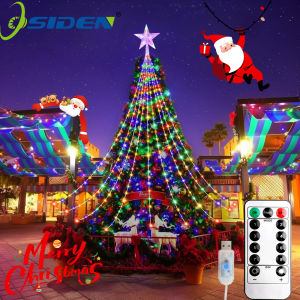 USB Powered Fairy Lights 280LED Waterproof Christmas Waterfall Lamp 8 Lighting Modes for Indoor Bedroom Wedding Tree Decorations