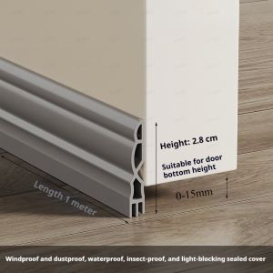 1PC Anti-Cold Self-adhesive TPE Door Bottom Seal Strip 1M Thicken Wearproof 3 Layers Windproof Door Gap Weather Strip