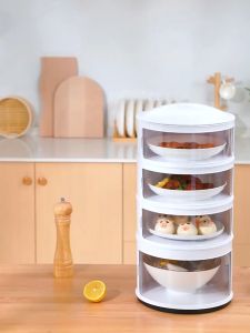 5 Layer Food Cover Multi-layer Sliding Door Dish Cover Insulation Food Storage Anti-flies Insect-proof Dust-proof Artifact Anti-flies Transparent Plastic Container Vegetable Dish Cover