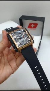 Jam Tangan Pria Swiss Army Tipe 9146 Tali Rubber Chrono Dan Tanggal Aktif
