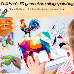 Practice Concentration: Children's 3D Geometric Collage Painting & DIY Material Package